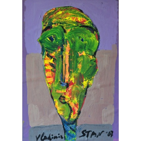stan_08_tte_verte_acrylique_sur_papier_fort_70x50_2007